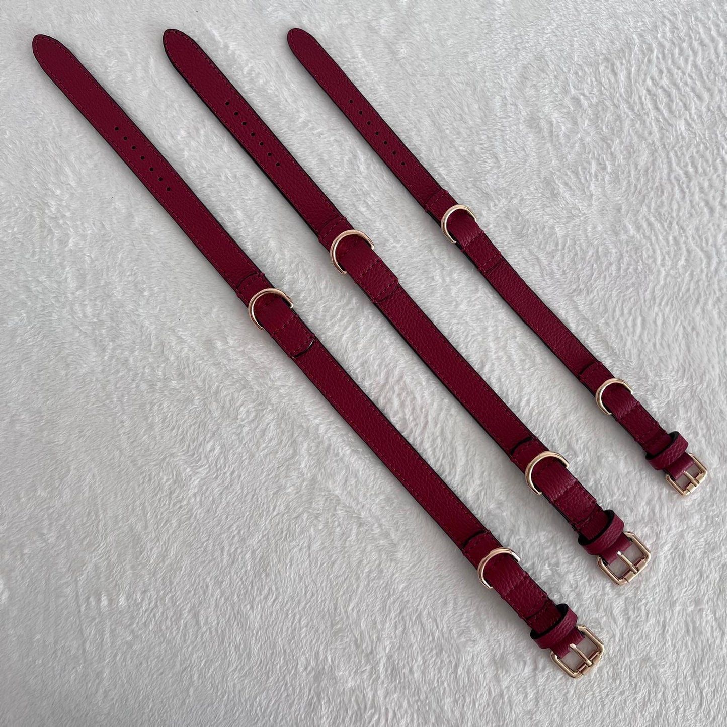 Deep Red Leather Dog Collar