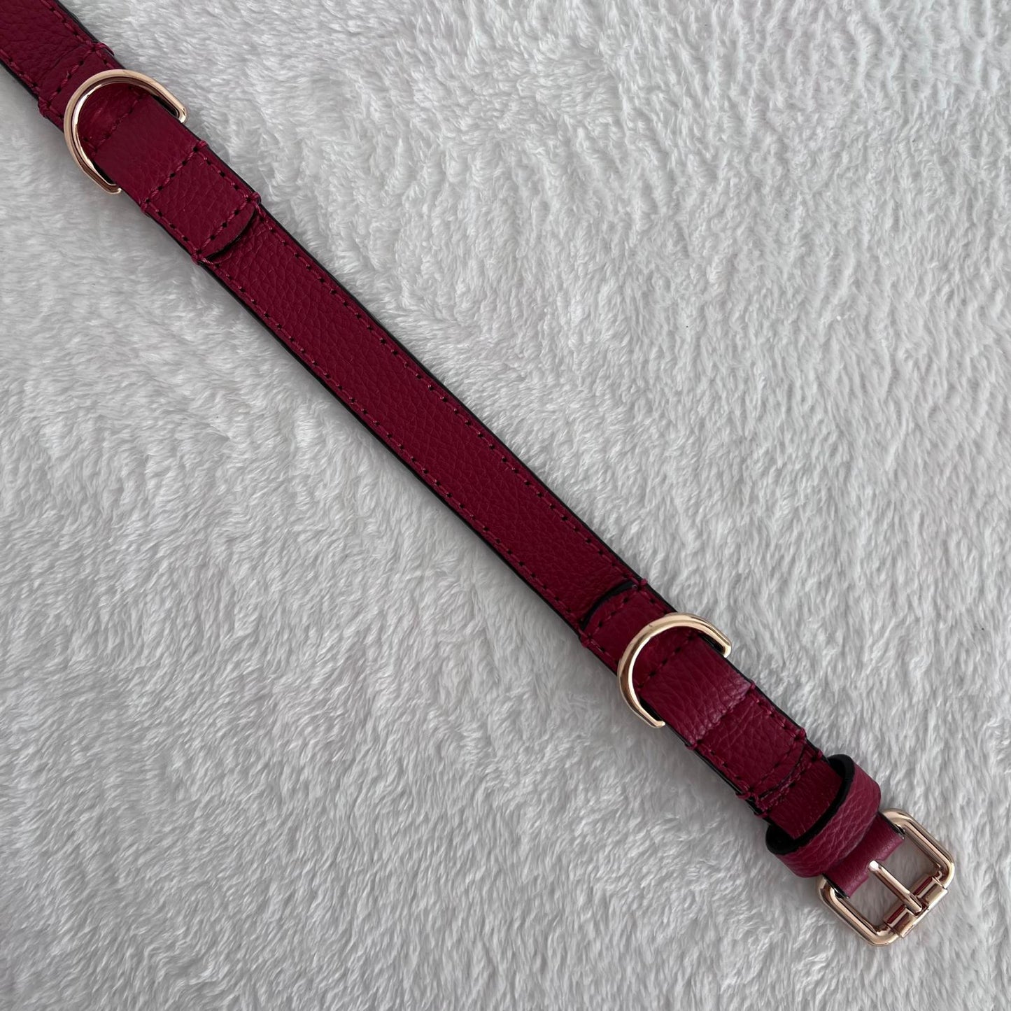Deep Red Leather Dog Collar