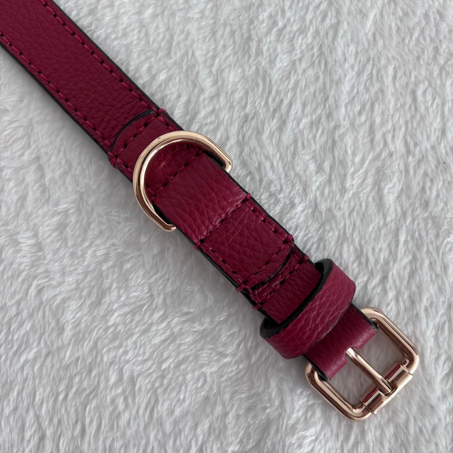 Deep Red Leather Dog Collar