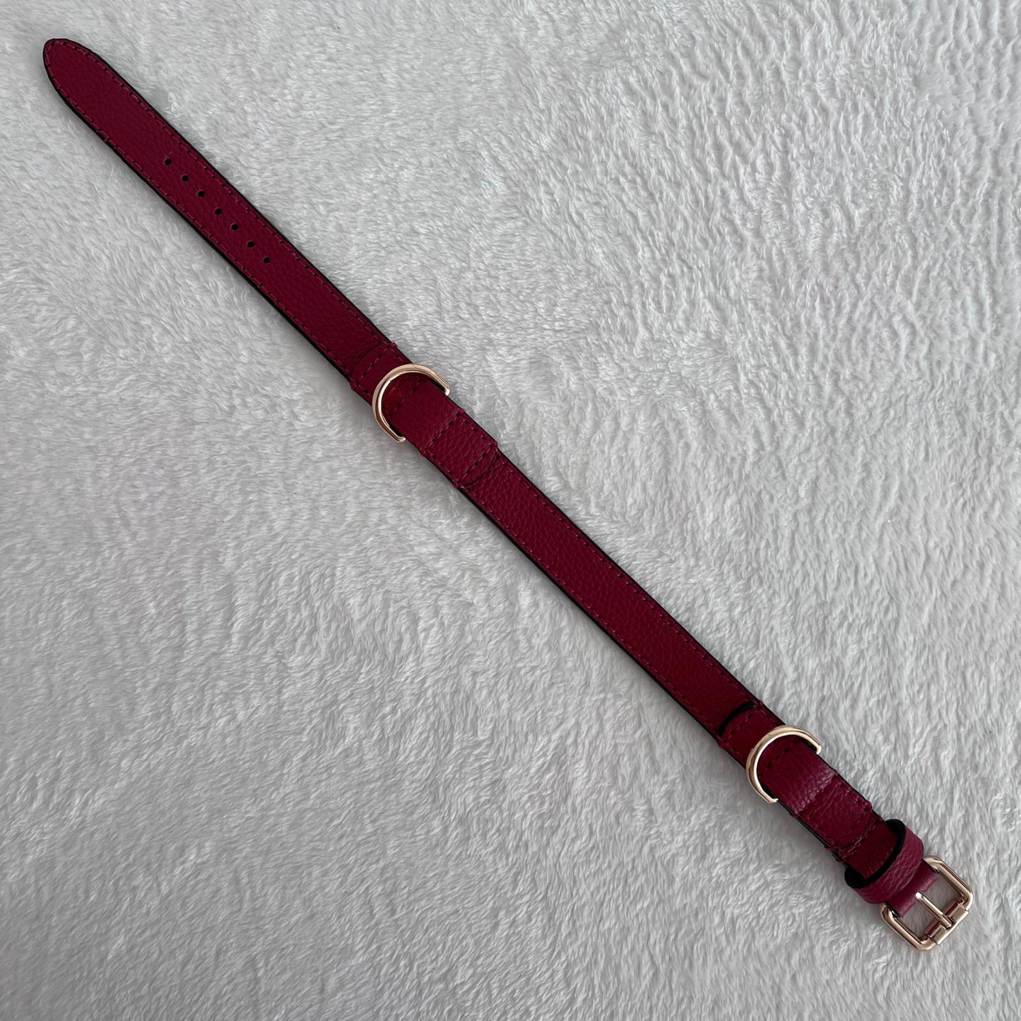Deep Red Leather Dog Collar
