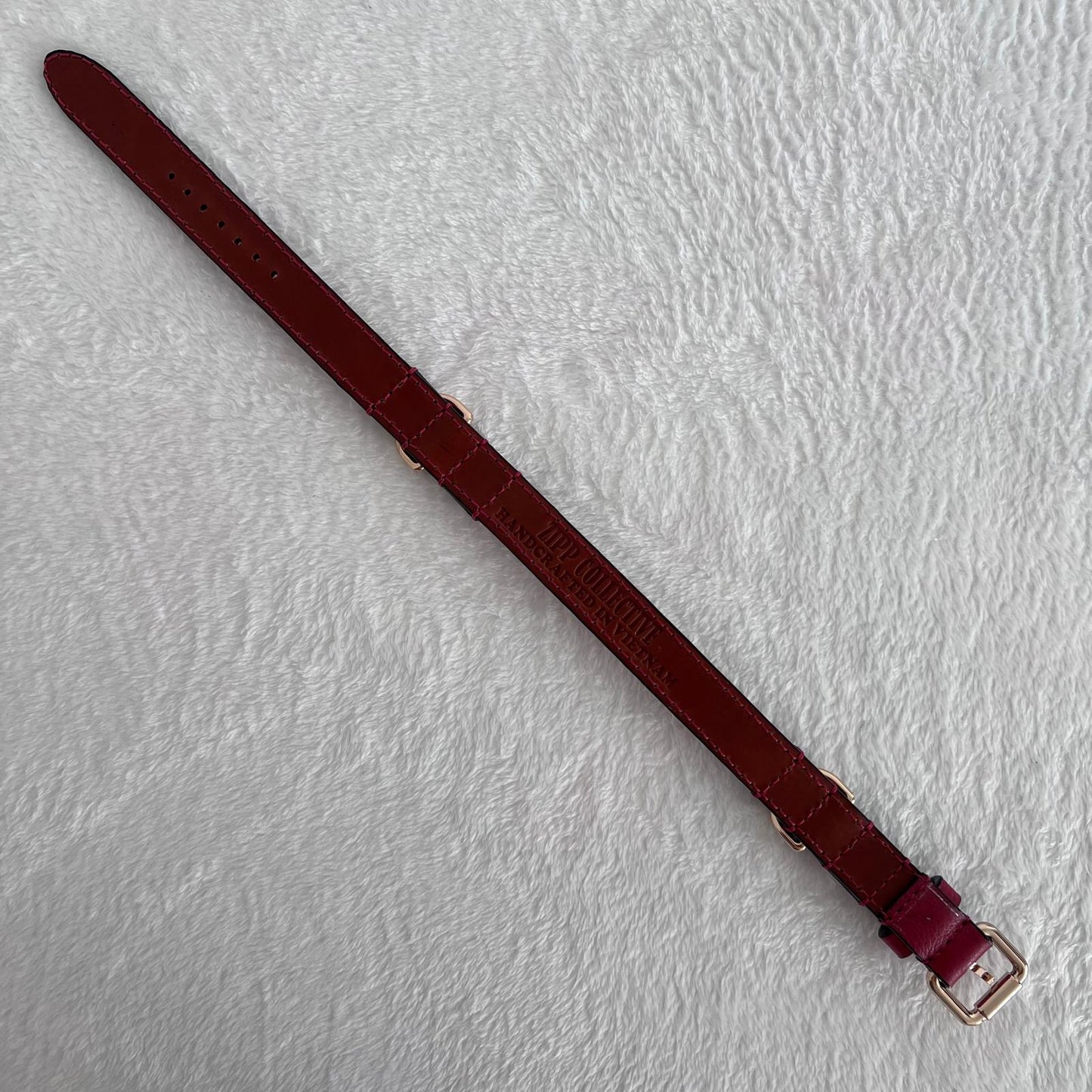 Deep Red Leather Dog Collar