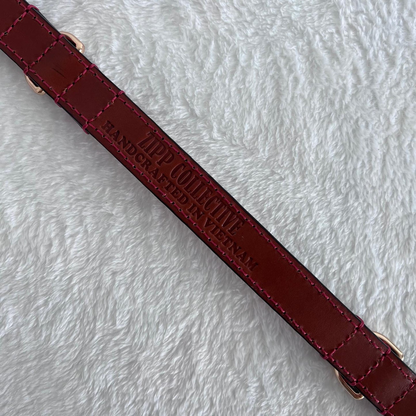 Deep Red Leather Dog Collar