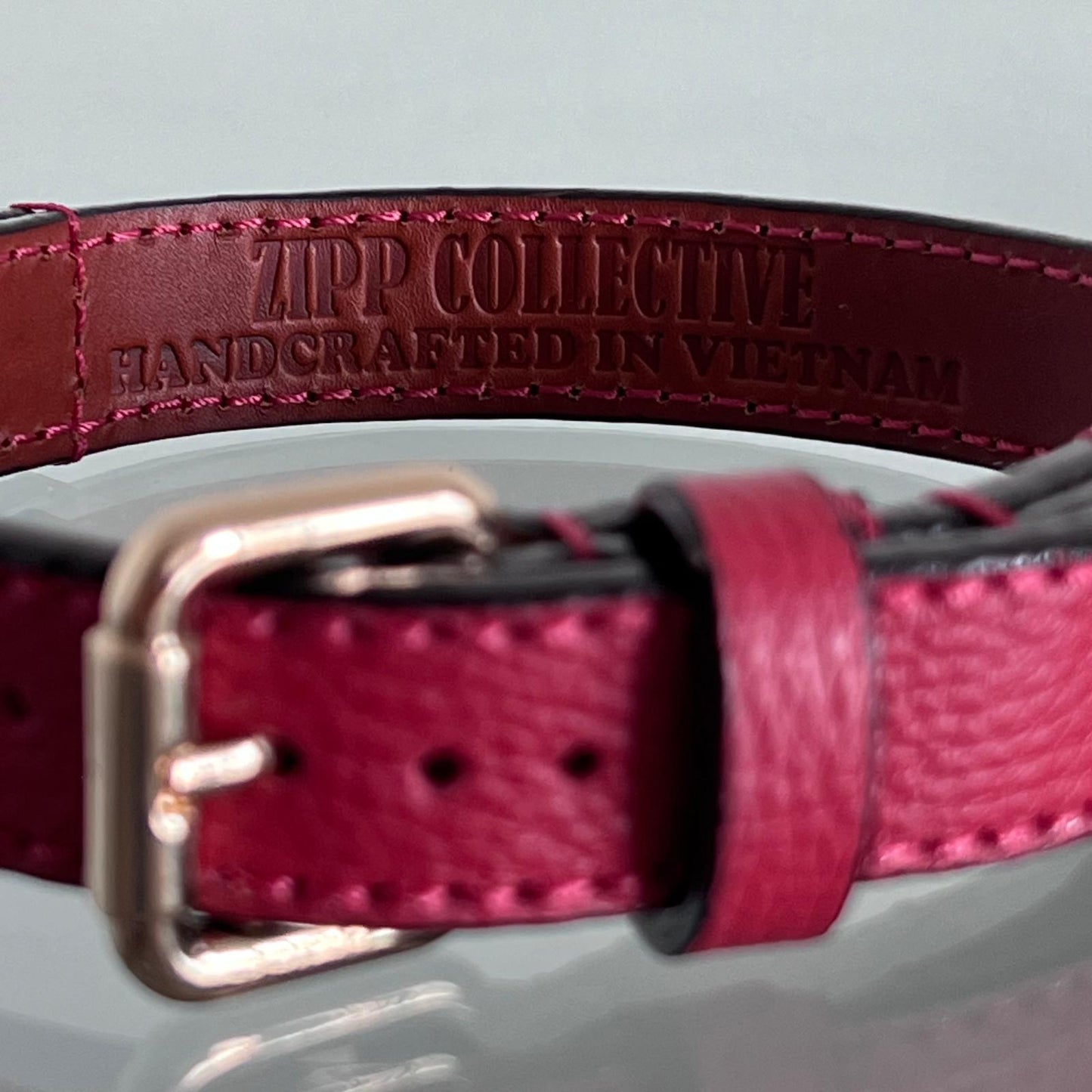 Deep Red Leather Dog Collar