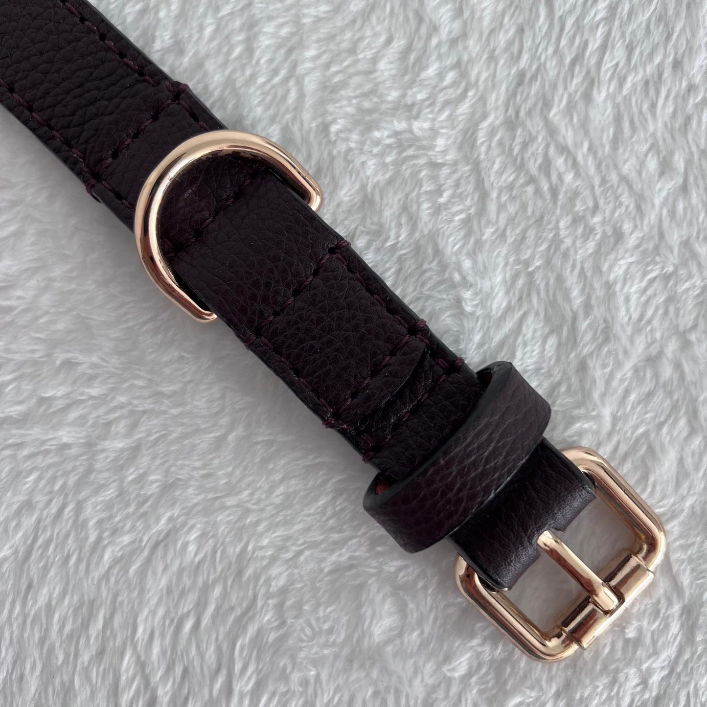 Deep Burgundy Leather Dog Collar