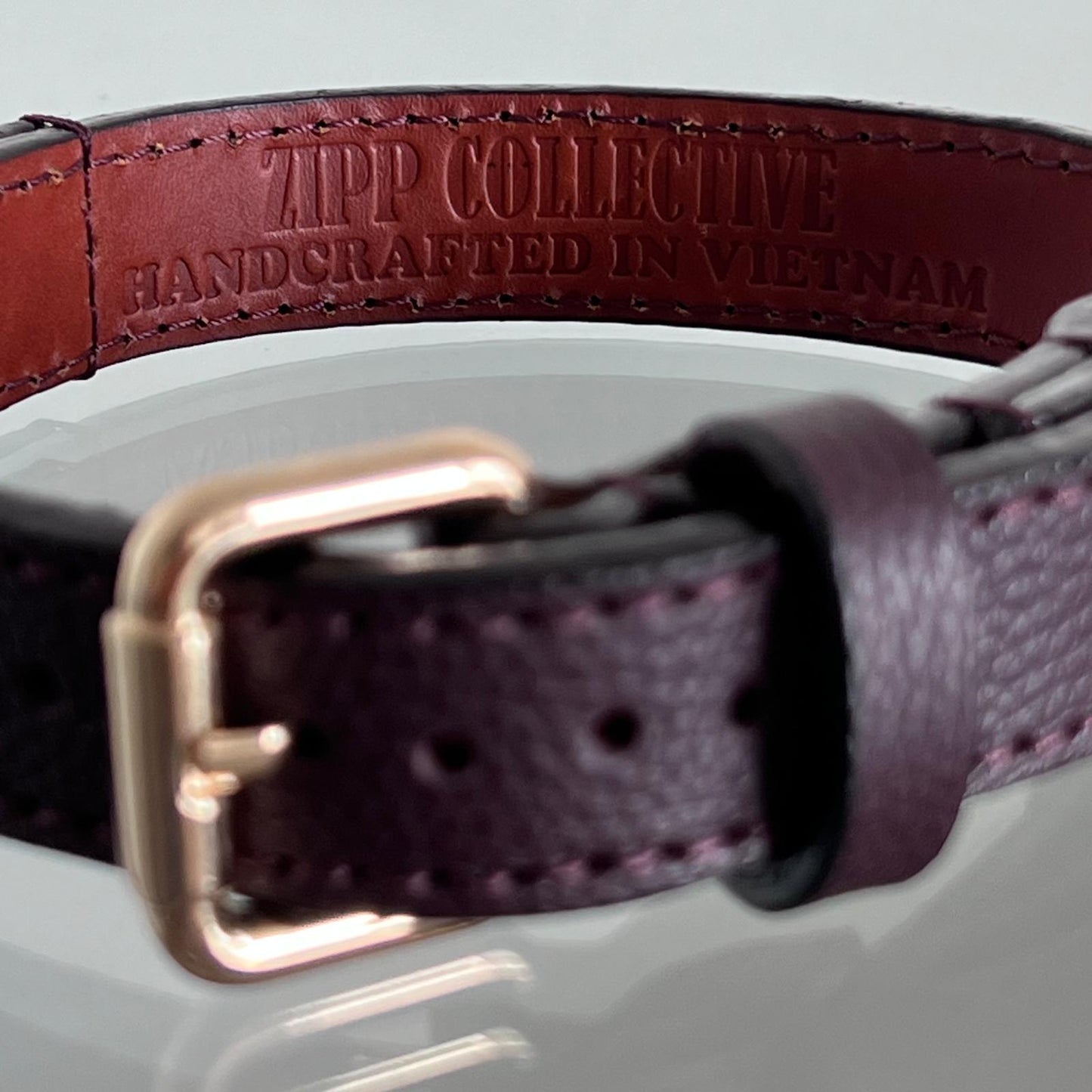 Deep Burgundy Leather Dog Collar