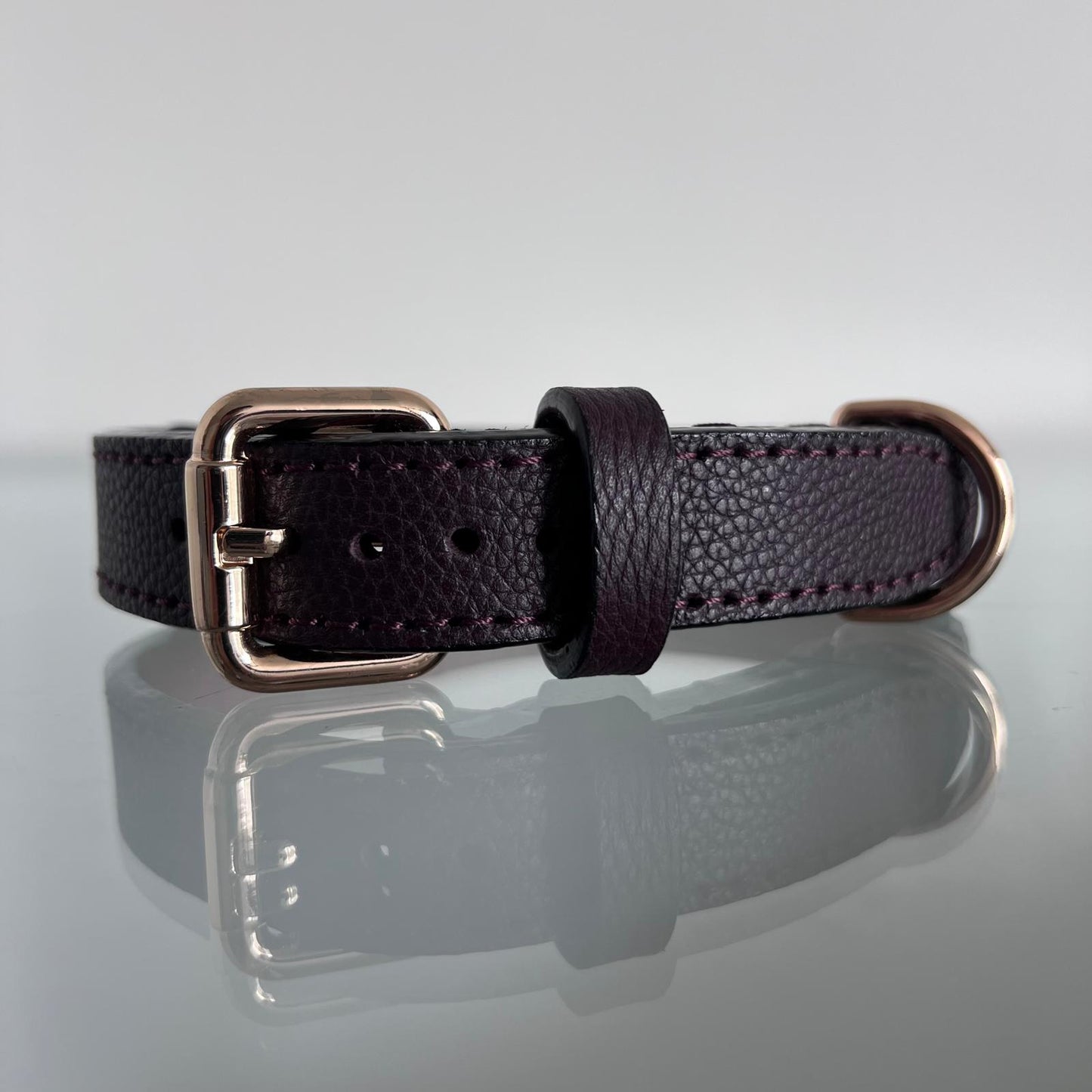 Deep Burgundy Leather Dog Collar