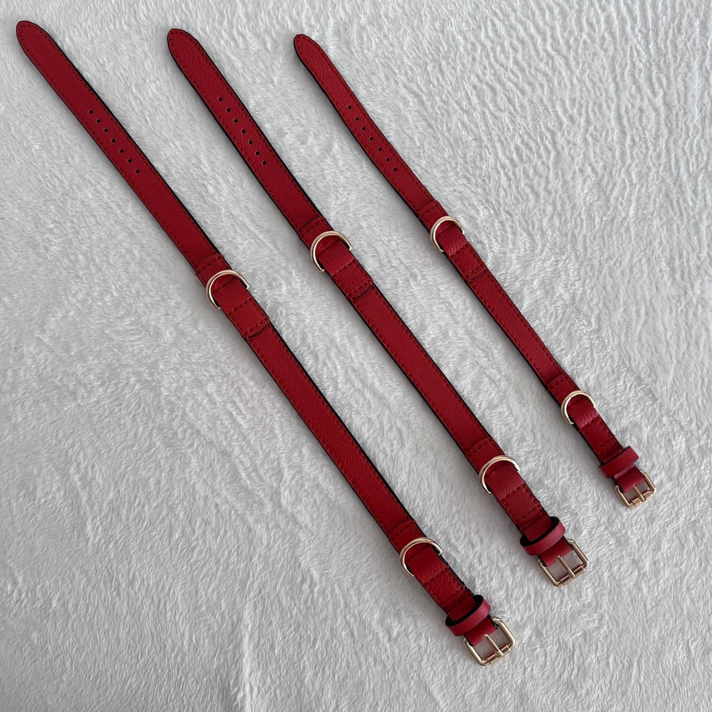 Handmade Orange Red Leather Dog Collar