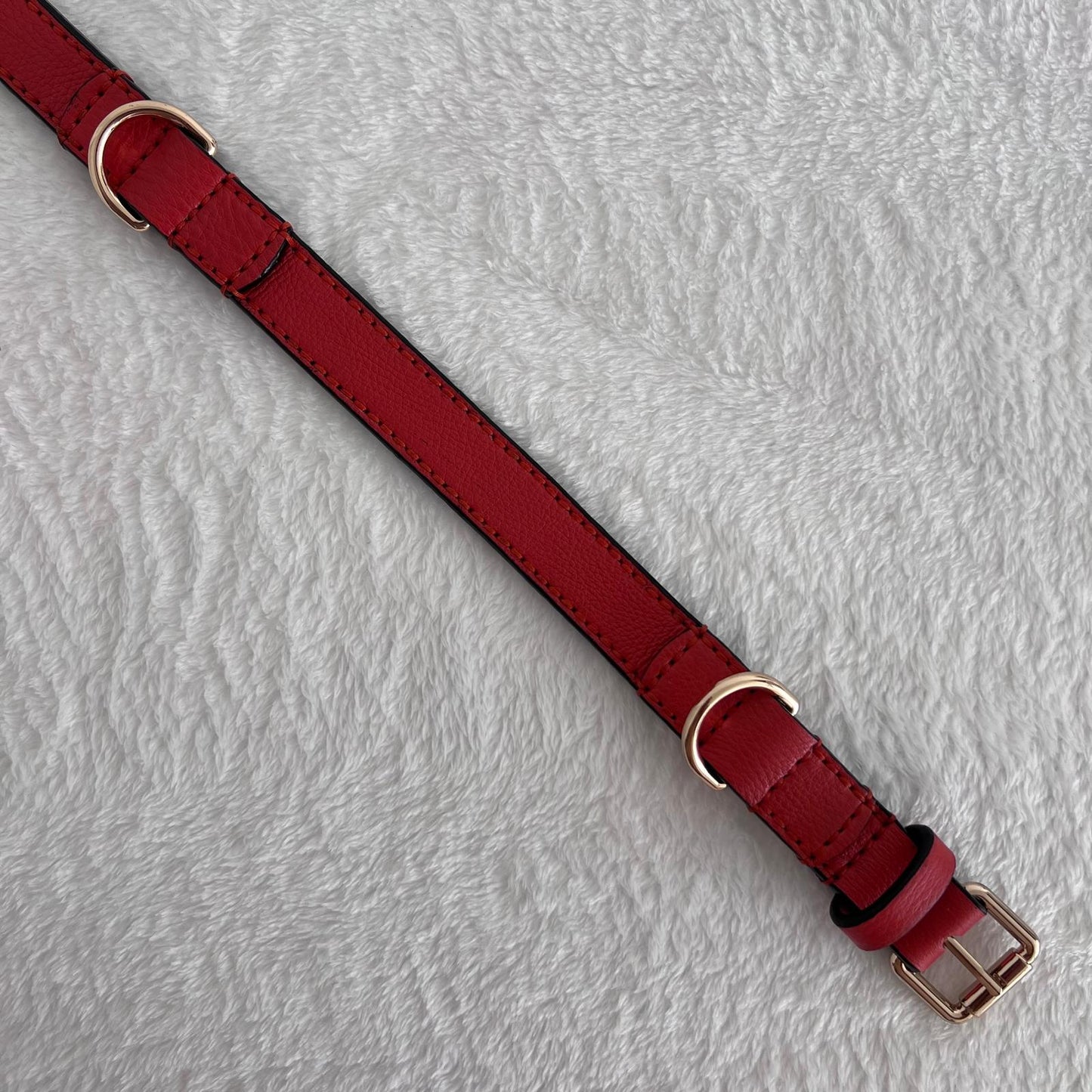 Handmade Orange Red Leather Dog Collar