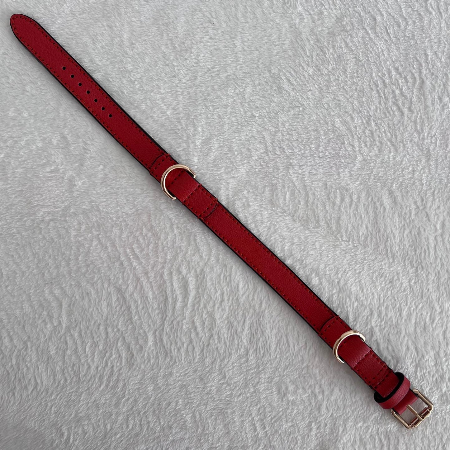 Handmade Orange Red Leather Dog Collar