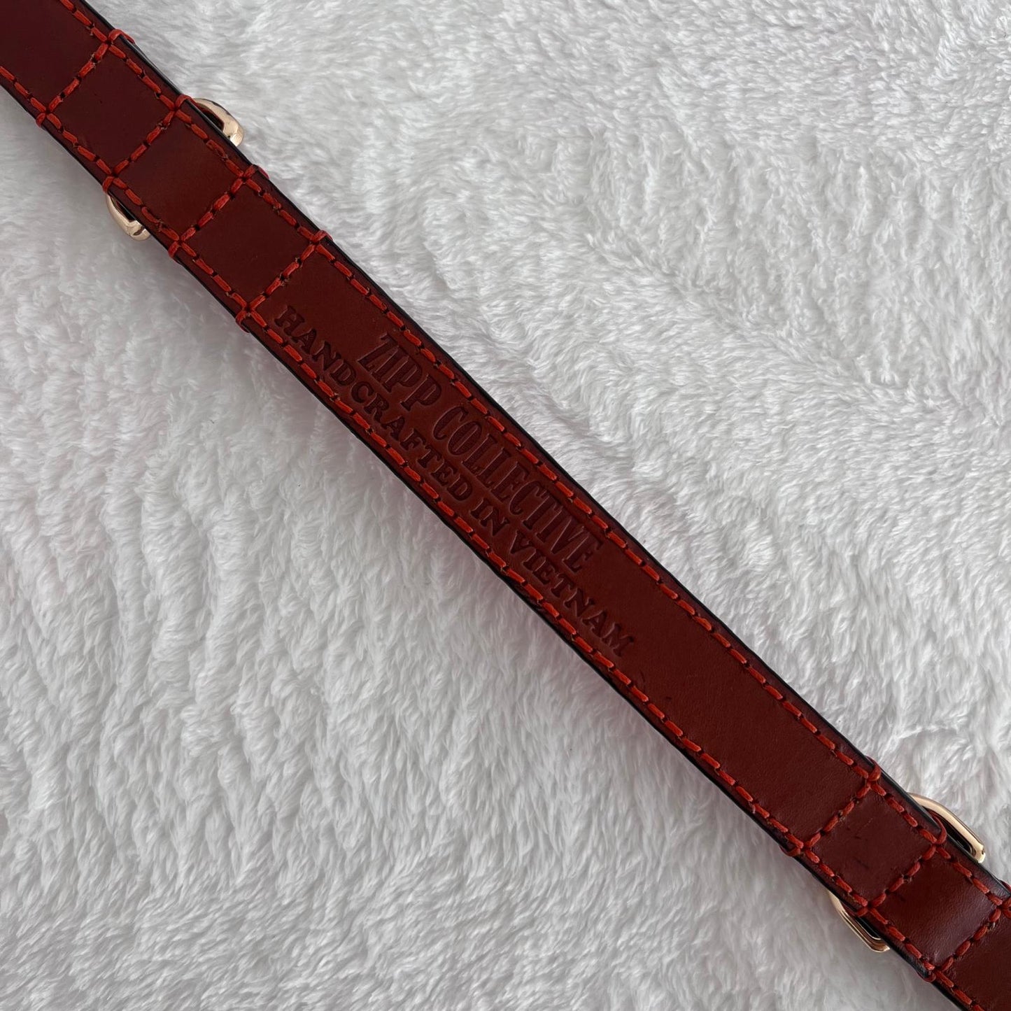 Handmade Orange Red Leather Dog Collar