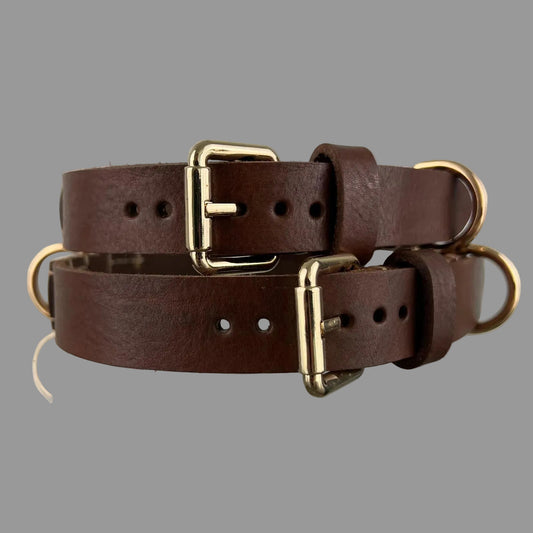 Rustic Dark Brown Full-Grain Leather Dog Collar