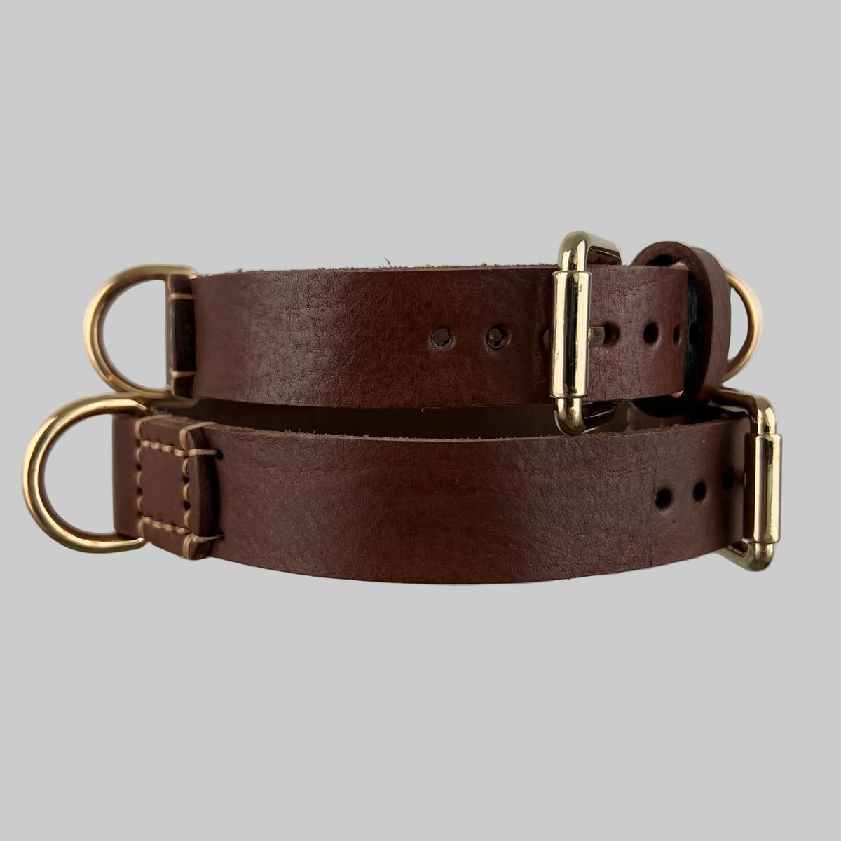 Rustic Dark Brown Full-Grain Leather Dog Collar