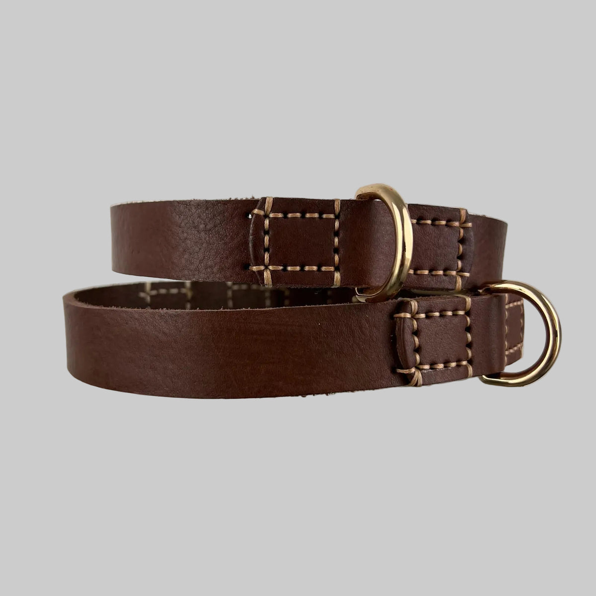Rustic Dark Brown Full-Grain Leather Dog Collar
