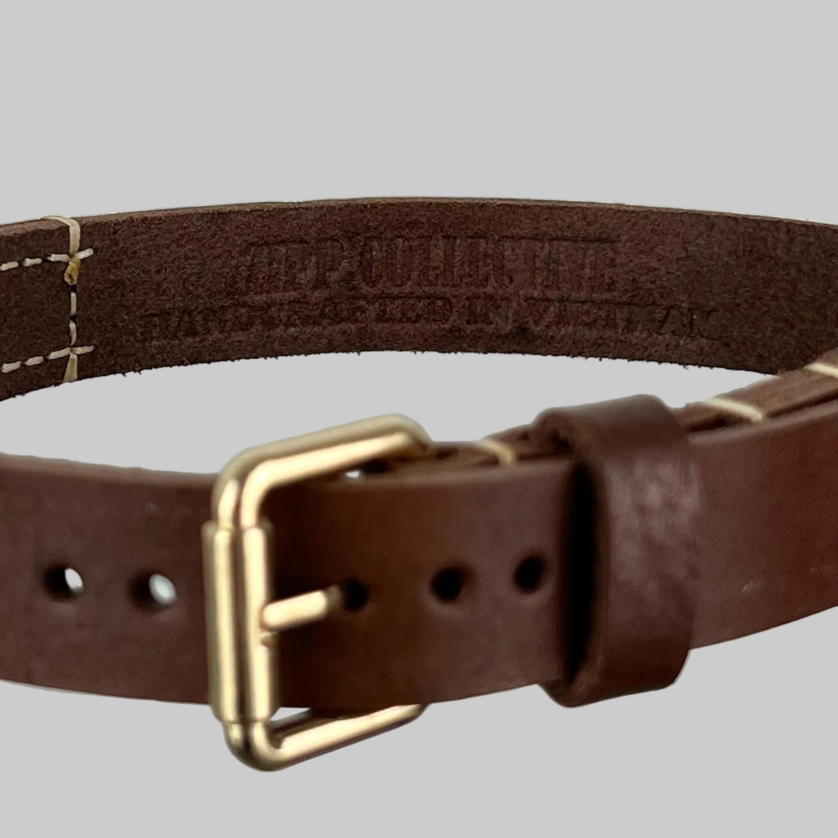 Rustic Dark Brown Full-Grain Leather Dog Collar