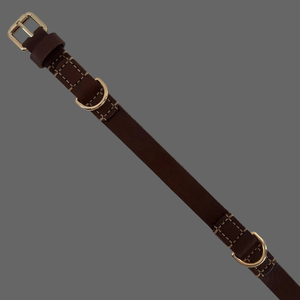 Rustic Dark Brown Full-Grain Leather Dog Collar