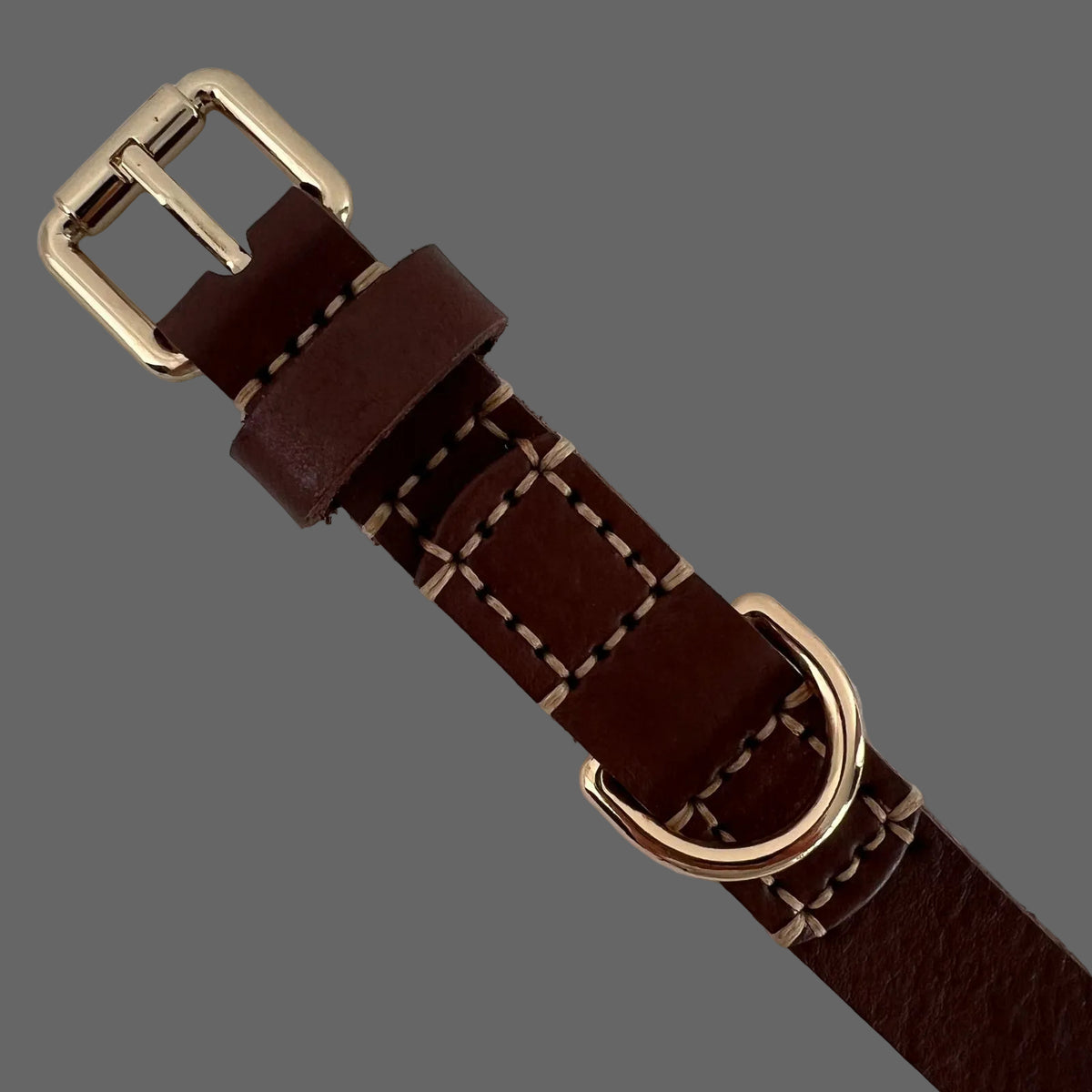 Rustic Dark Brown Full-Grain Leather Dog Collar