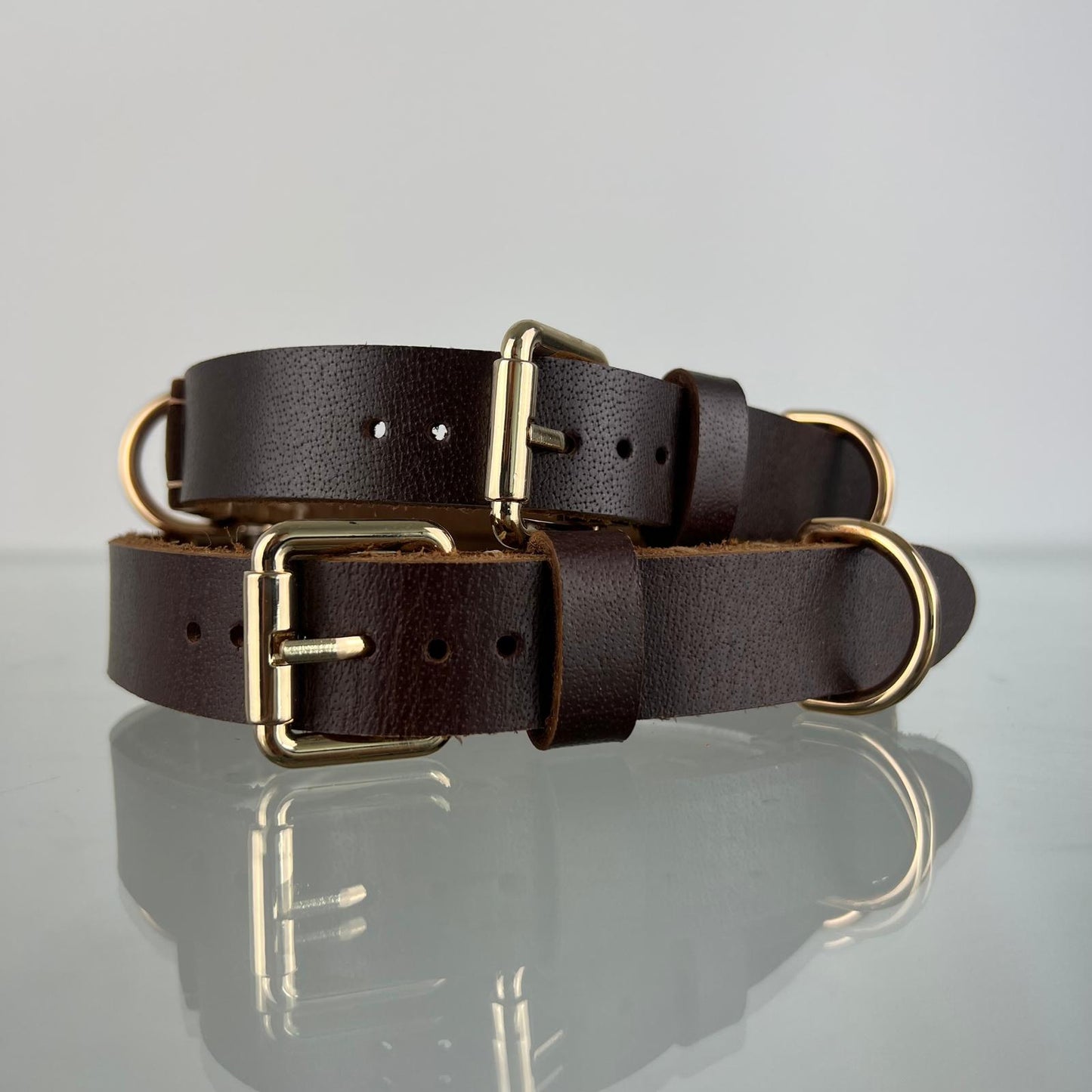 Rustic Espresso Brown Full-Grain Leather Dog Collar