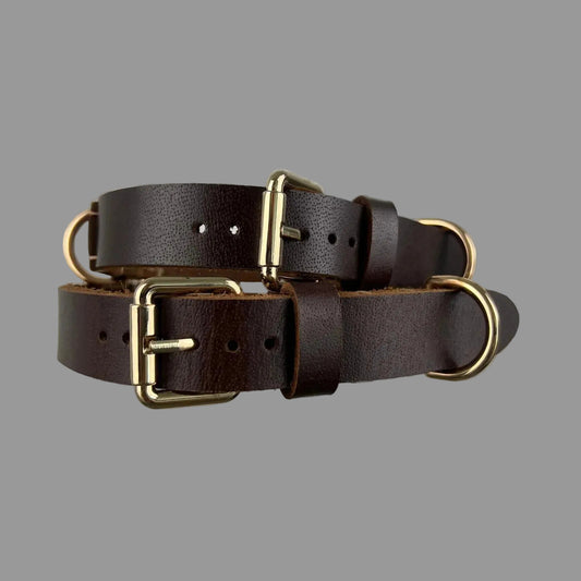 Rustic Espresso Brown Full-Grain Leather Dog Collar