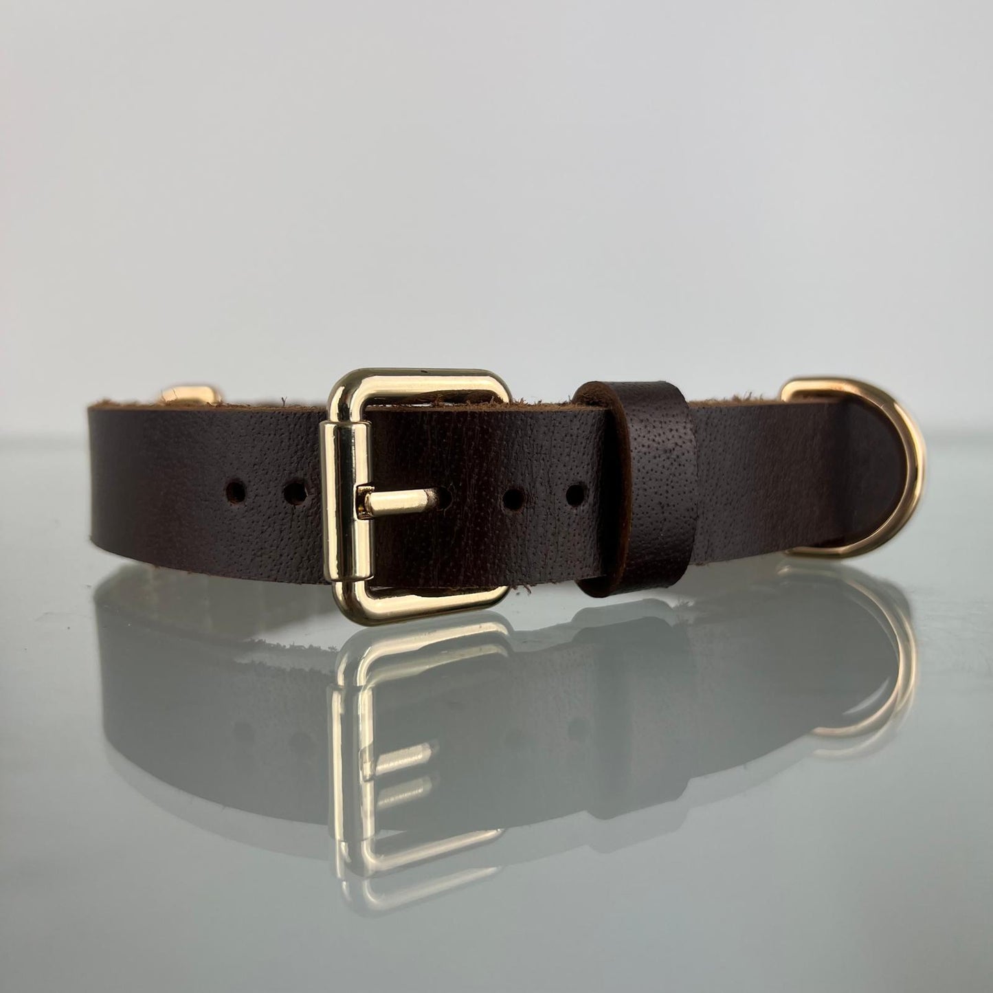 Rustic Espresso Brown Full-Grain Leather Dog Collar
