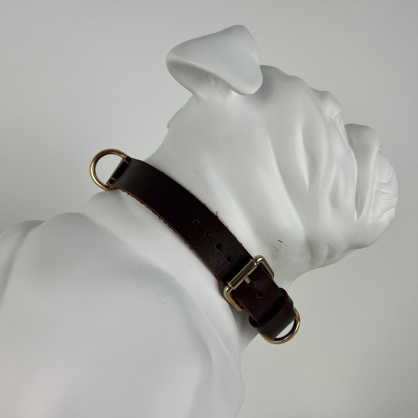 Rustic Espresso Brown Full-Grain Leather Dog Collar