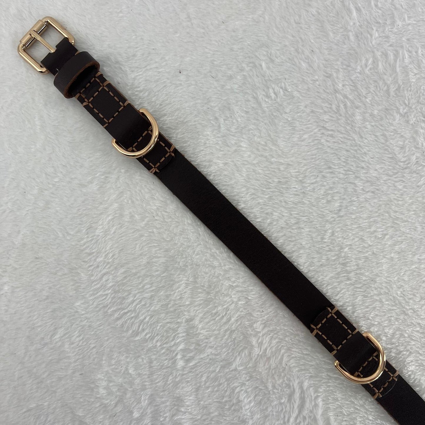 Rustic Espresso Brown Full-Grain Leather Dog Collar