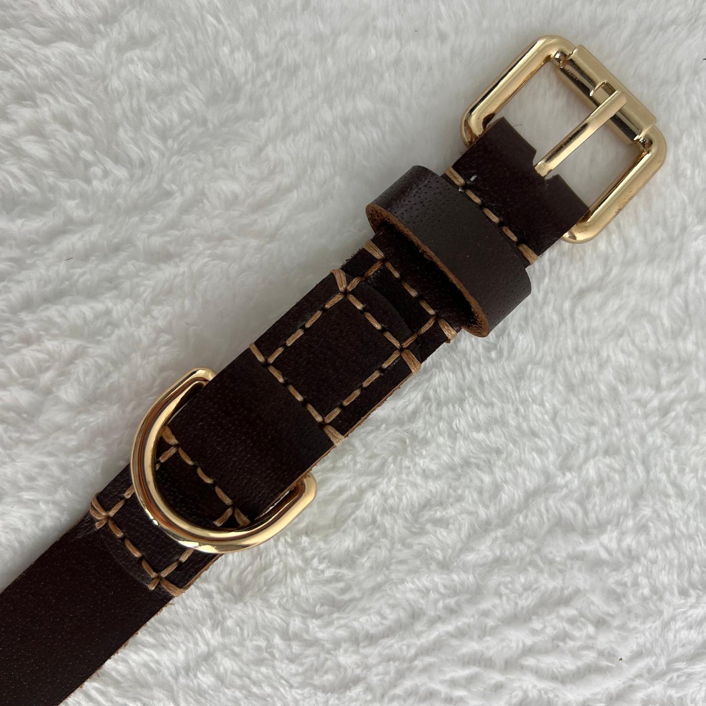 Rustic Espresso Brown Full-Grain Leather Dog Collar