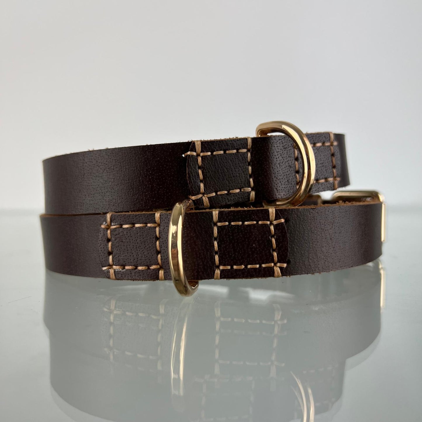 Rustic Espresso Brown Full-Grain Leather Dog Collar