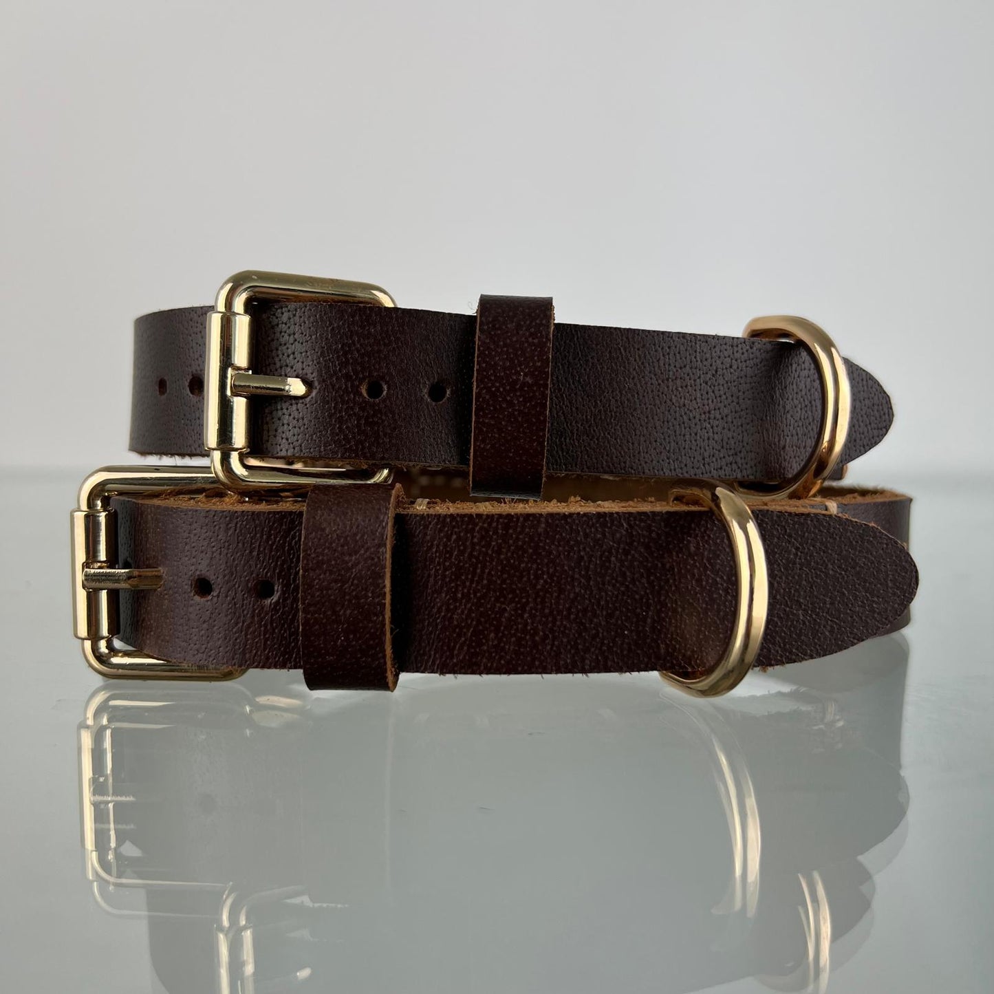 Rustic Espresso Brown Full-Grain Leather Dog Collar