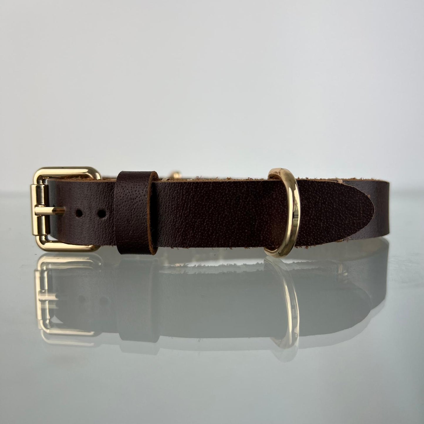 Rustic Espresso Brown Full-Grain Leather Dog Collar