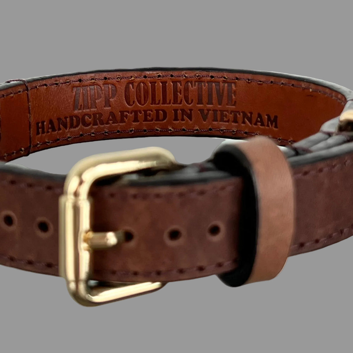 Vintage Brown Leather Dog Collar