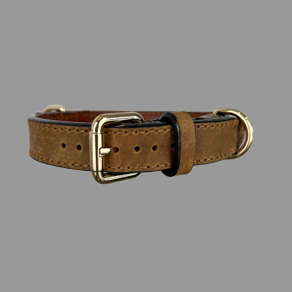 Rustic Brown Leather Dog Collar