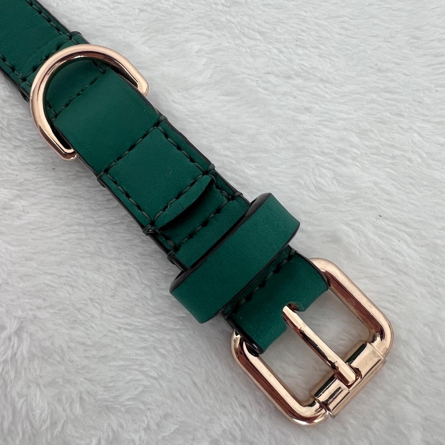 Emerald Green Leather Dog Collar