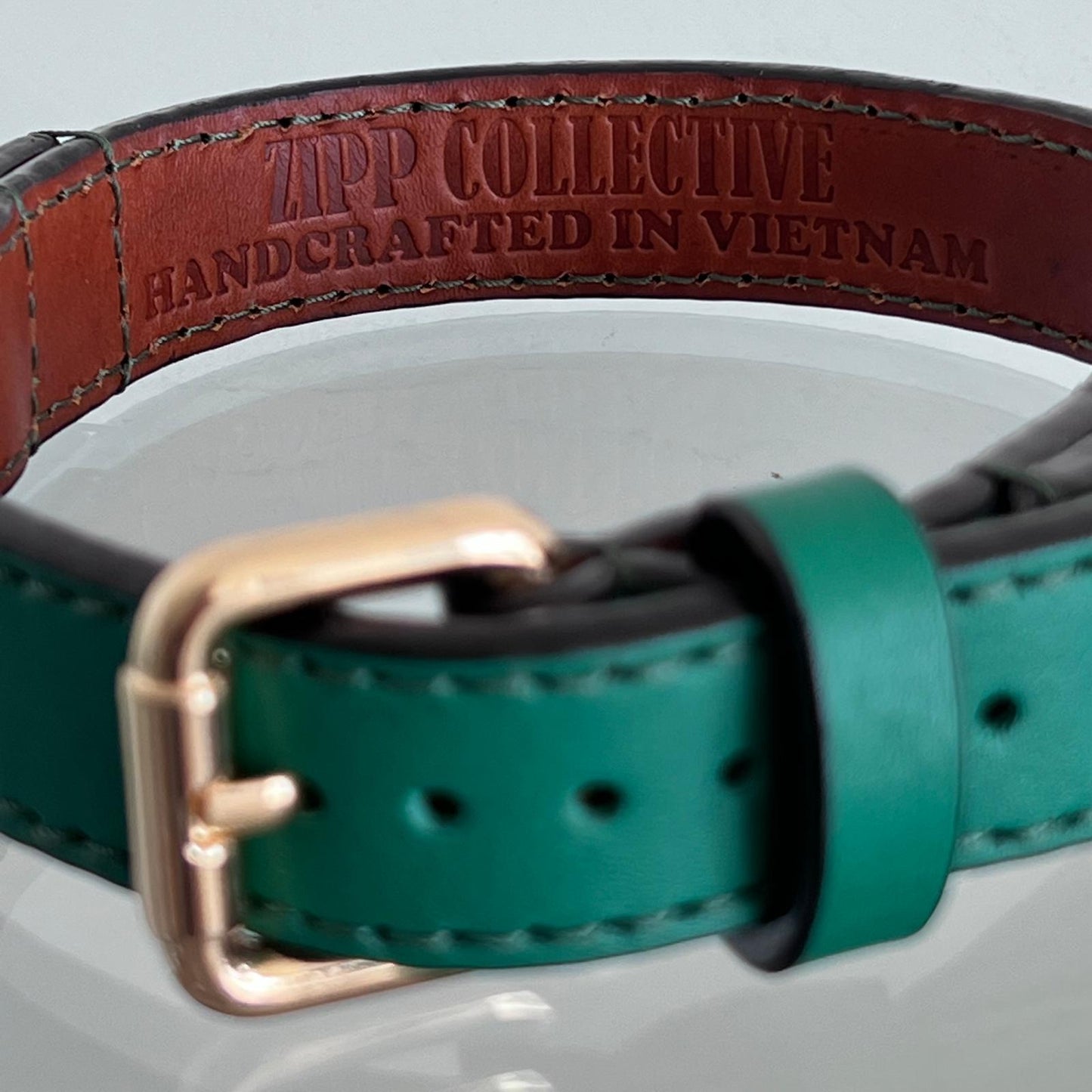 Emerald Green Leather Dog Collar