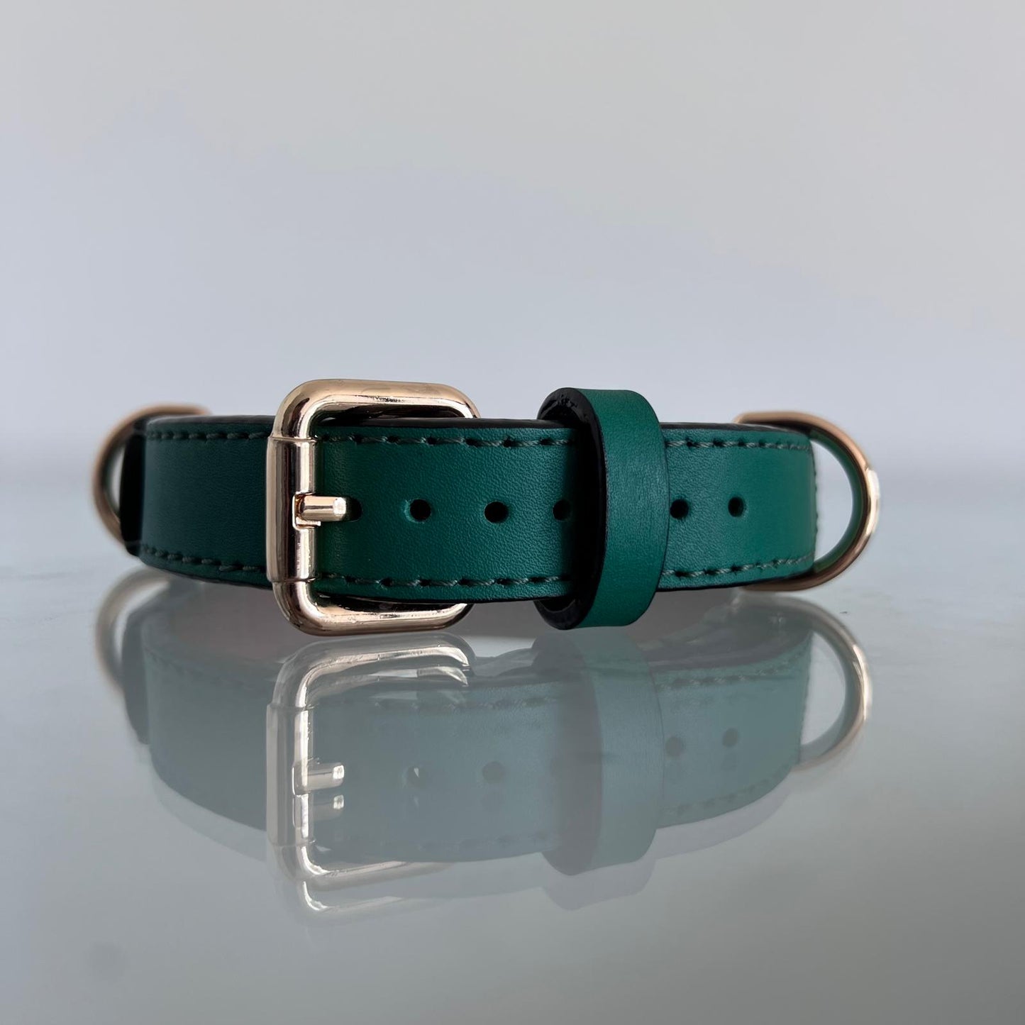 Emerald Green Leather Dog Collar