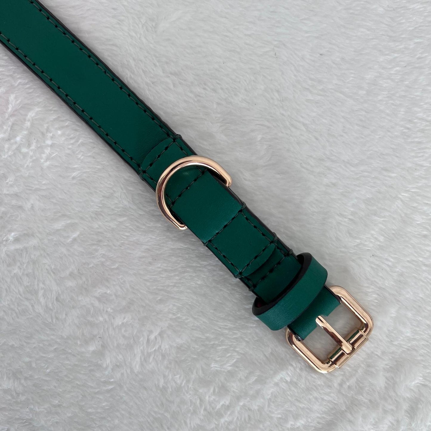 Emerald Green Leather Dog Collar
