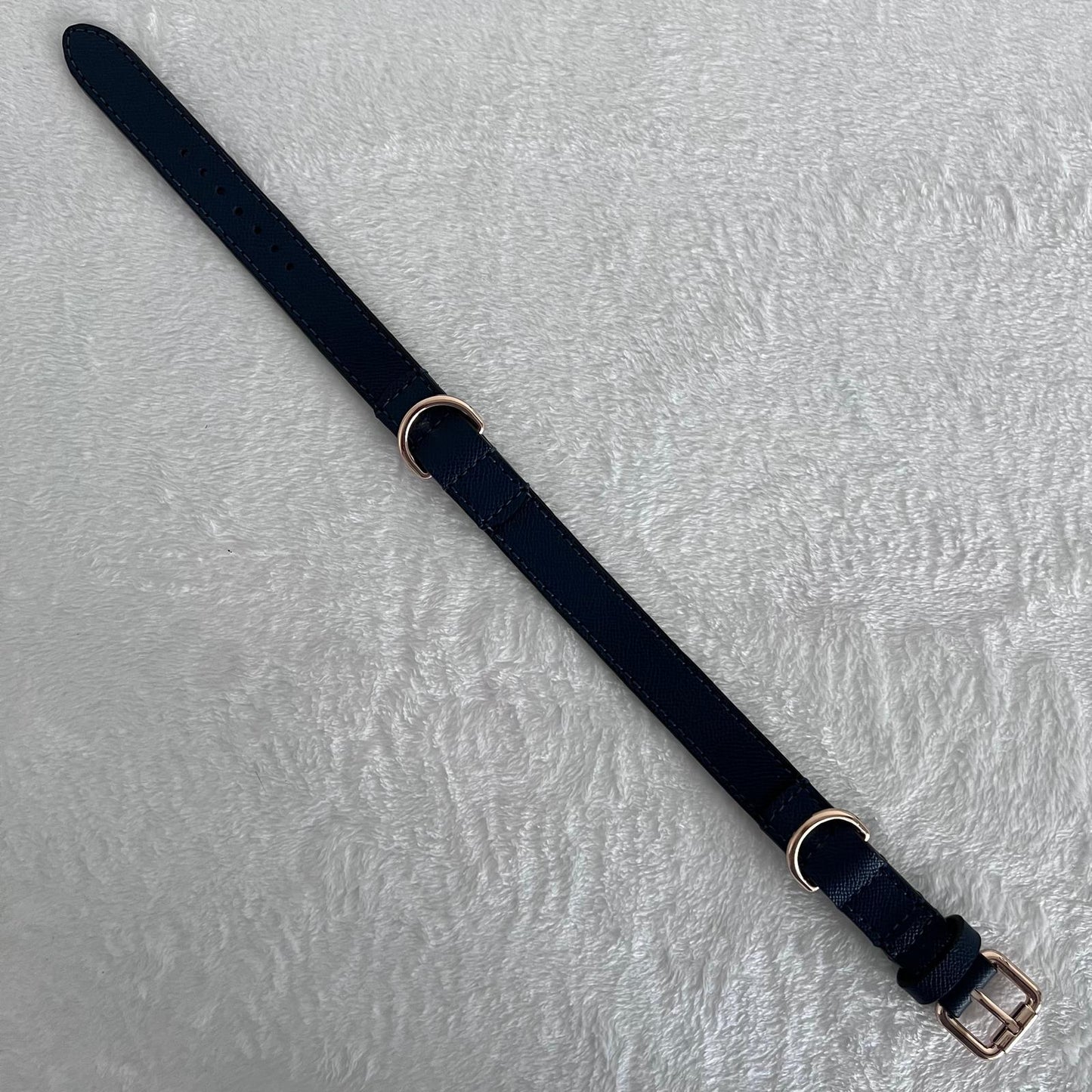Navy Blue Textured Leather Dog Collar