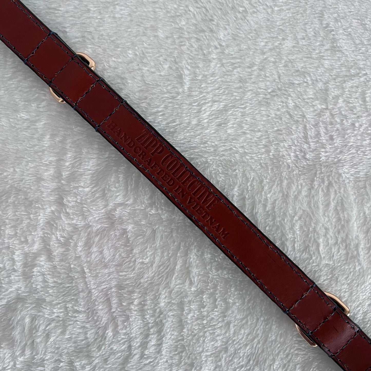 Navy Blue Textured Leather Dog Collar