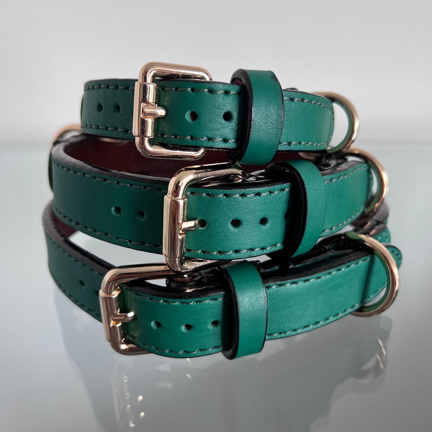 Emerald Green Leather Dog Collar