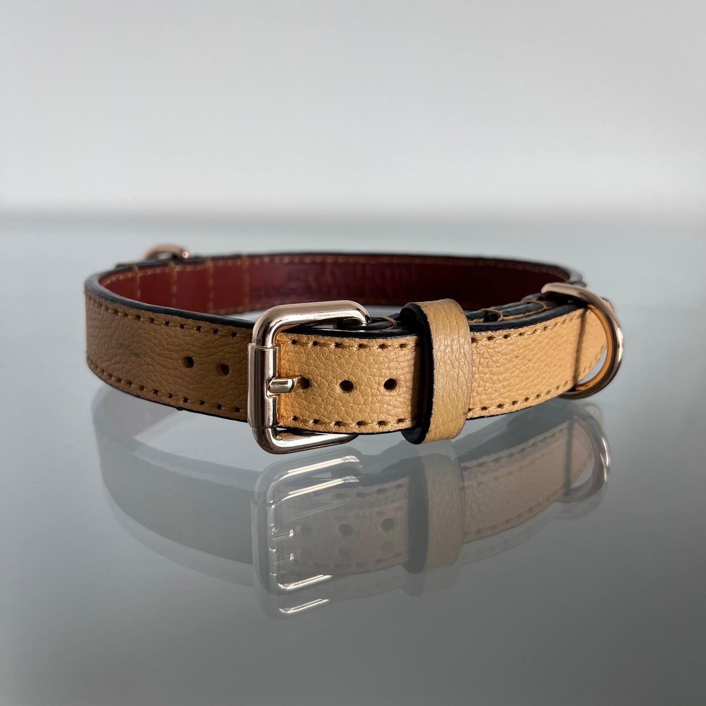 Camel Tan Leather Dog Collar