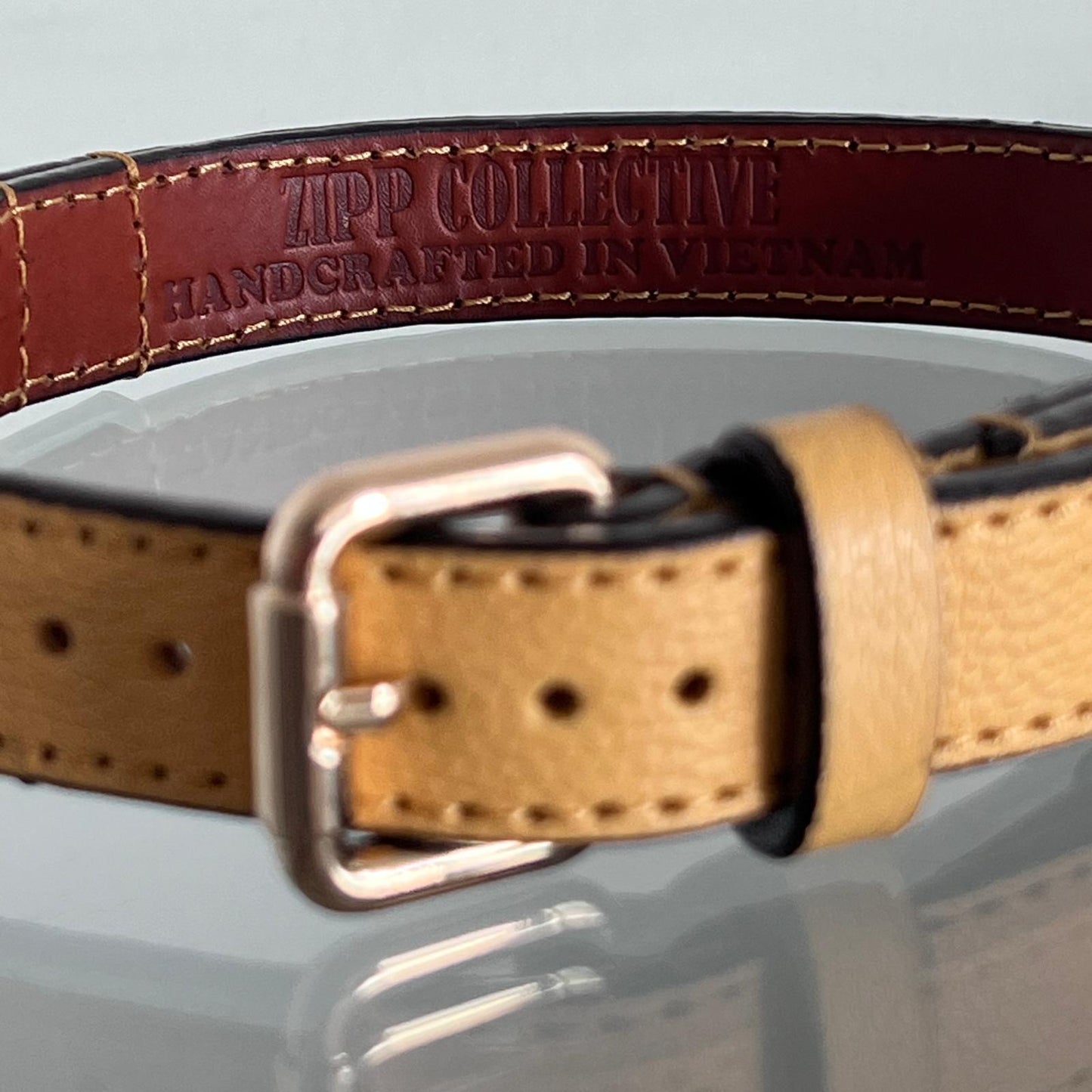 Camel Tan Leather Dog Collar