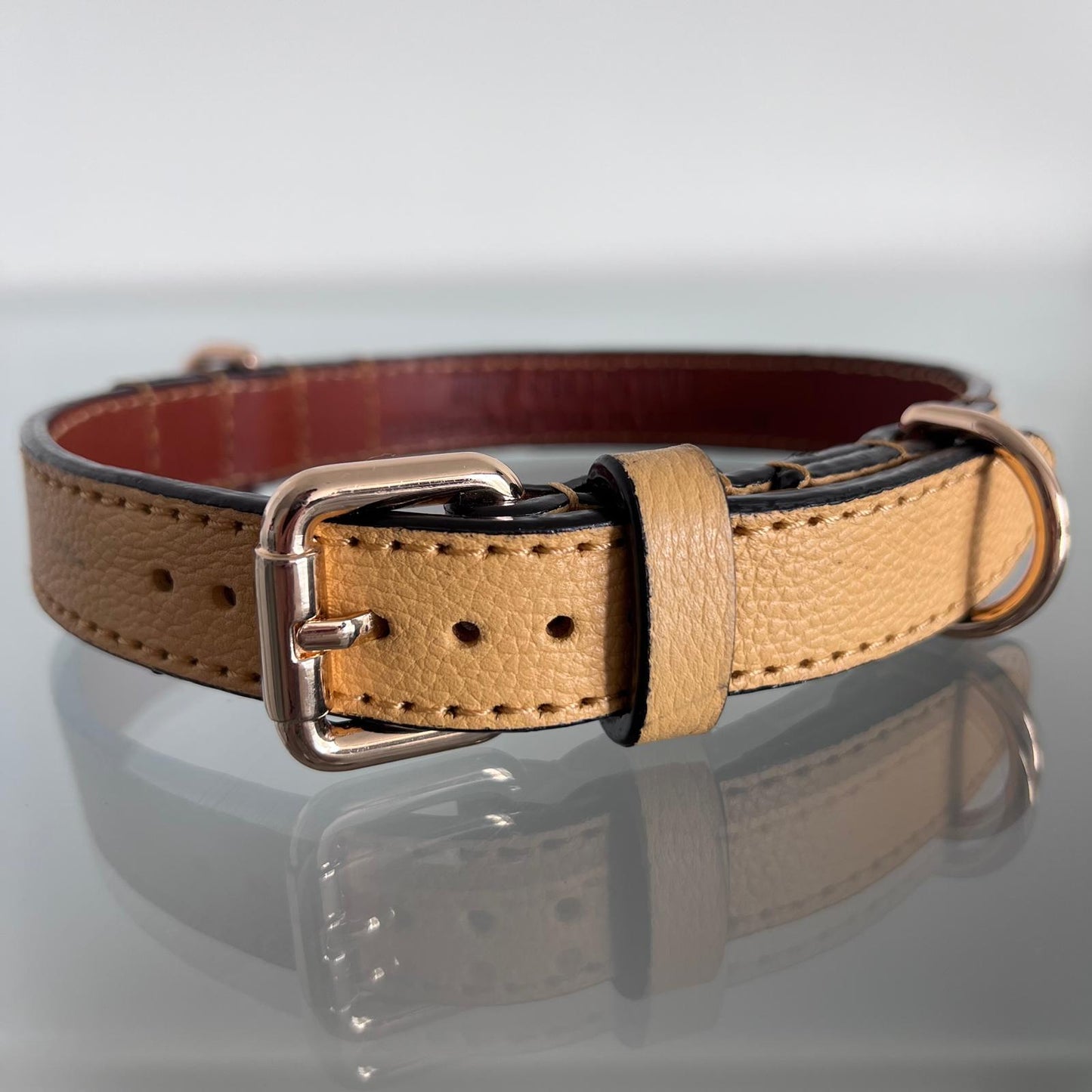 Camel Tan Leather Dog Collar