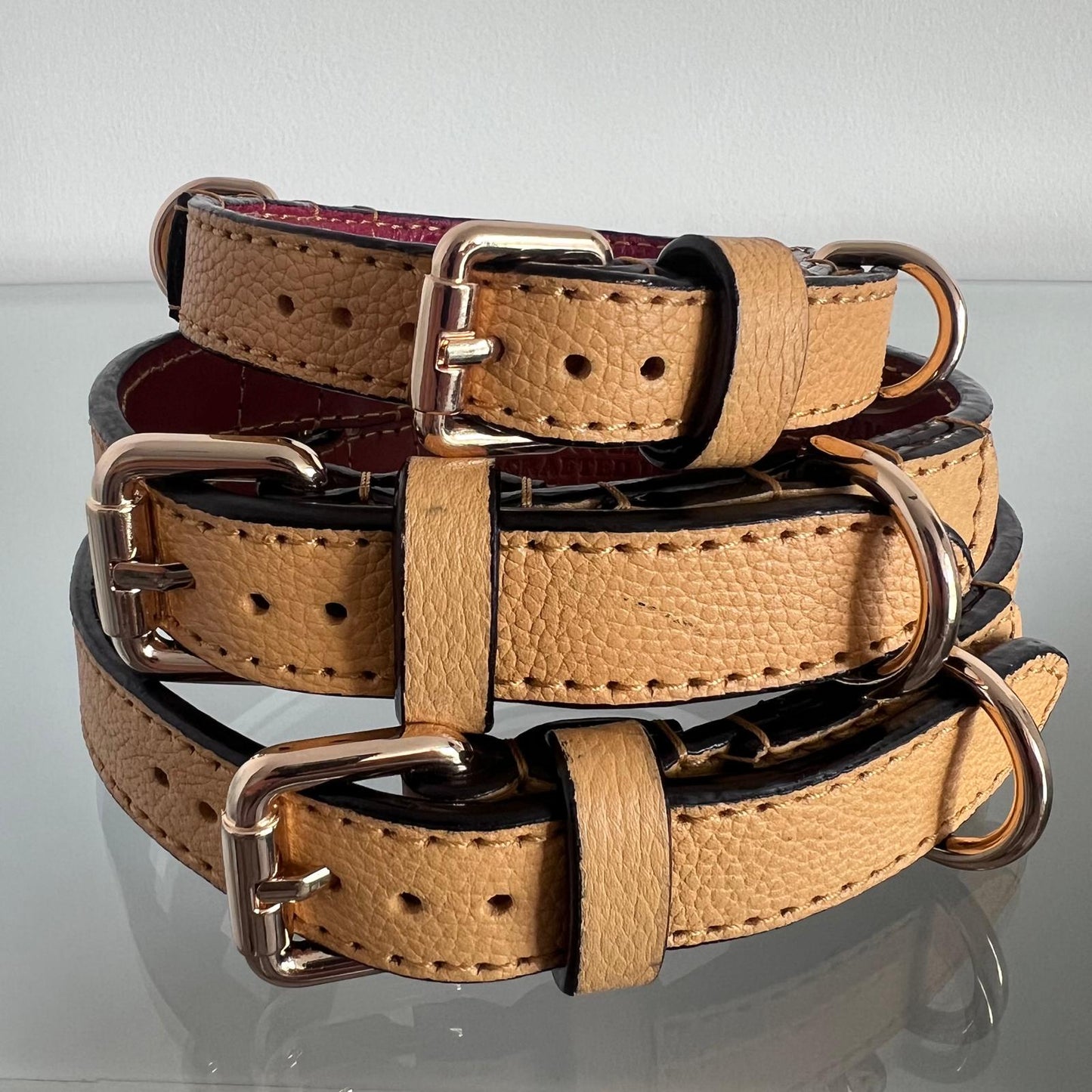 Camel Tan Leather Dog Collar