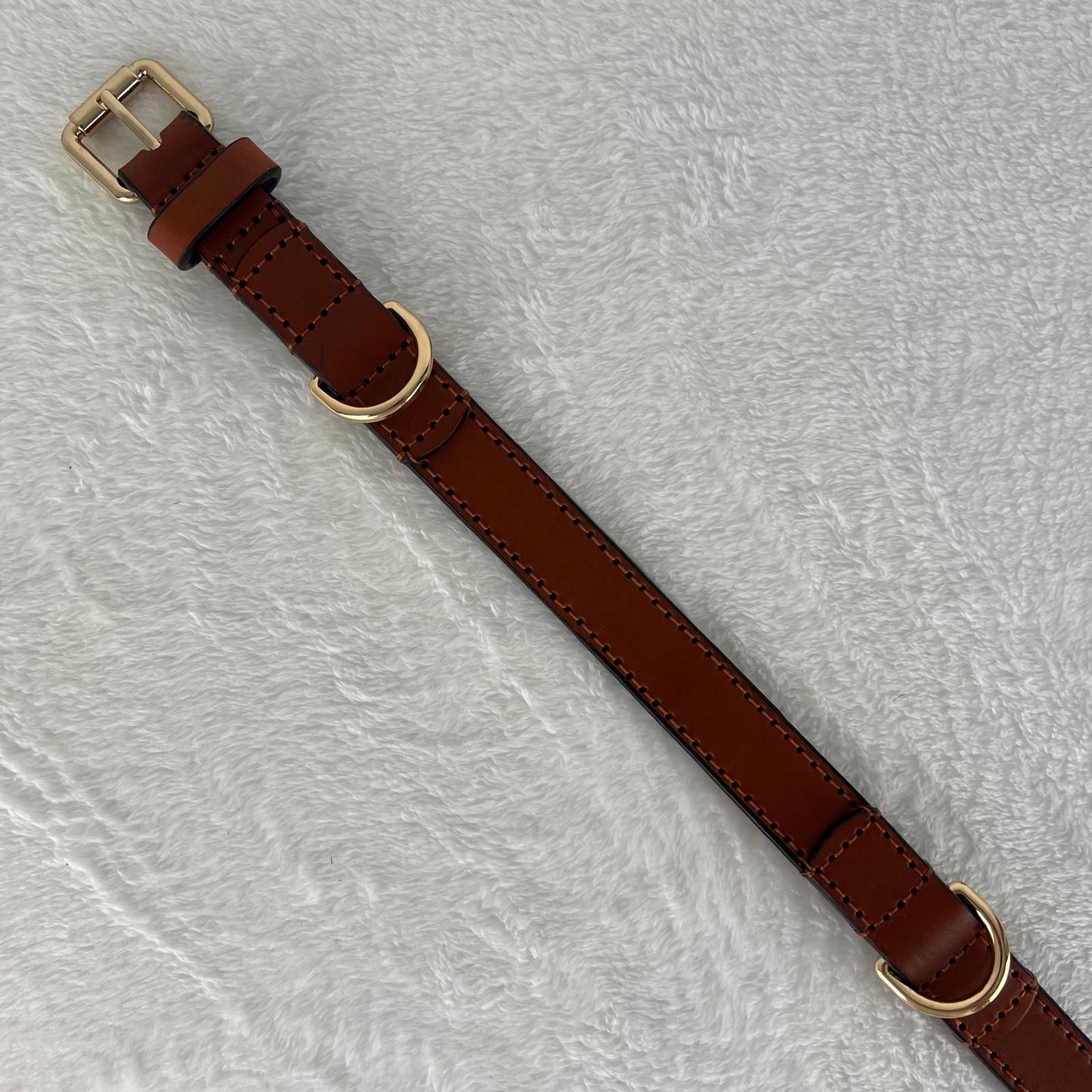 Cognac Brown Full-Grain Leather Dog Collar