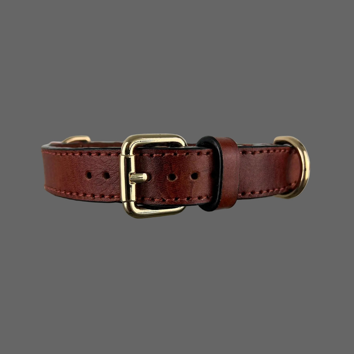 Chestnut Brown Top-Grain Leather Dog Collar